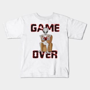 gray alien lover of video games. Game over. Kids T-Shirt